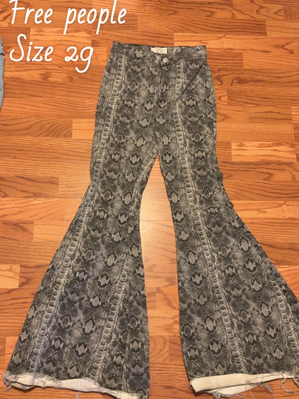 Free People Girls Gray Snakeskin Flared Jeans